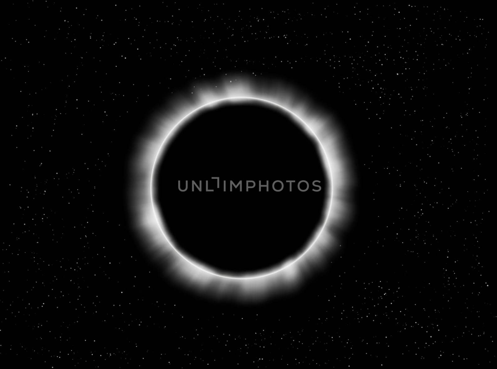 Illustration about a planet eclipse in a starry sky