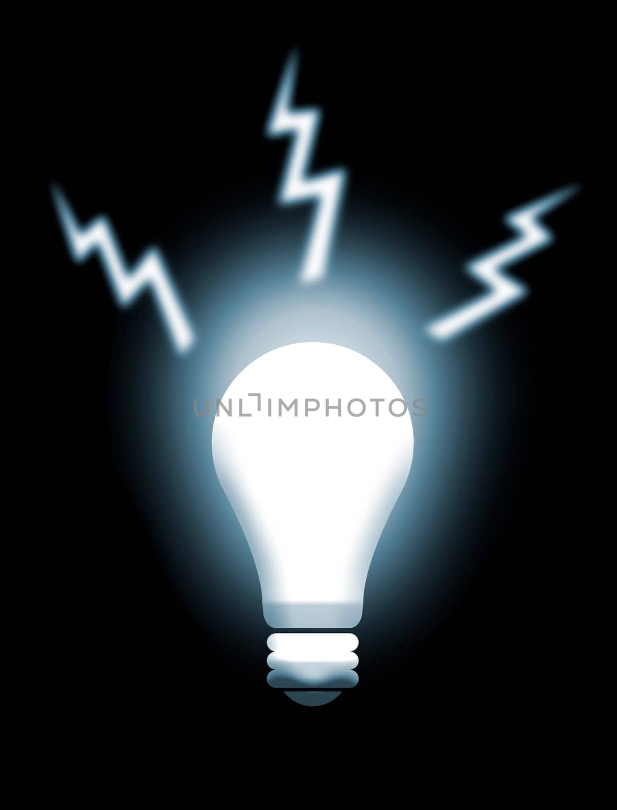 Illustration about white light from a light bulb as man genial idea