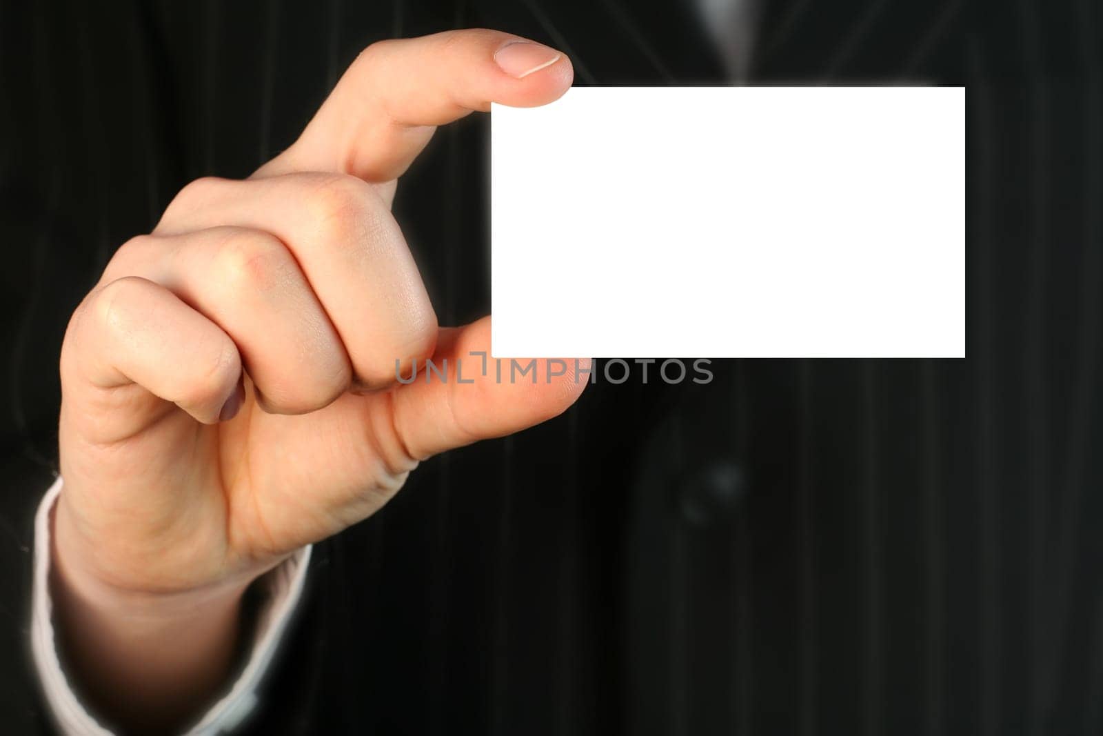 Business man with white card
