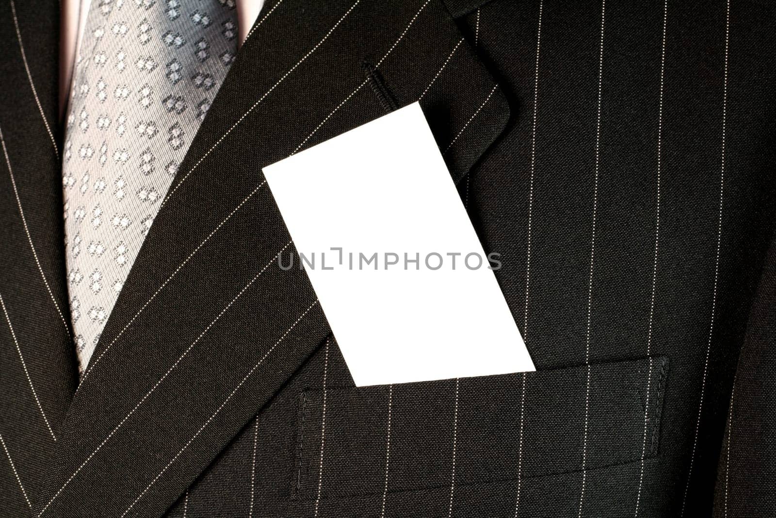 Business man with white card