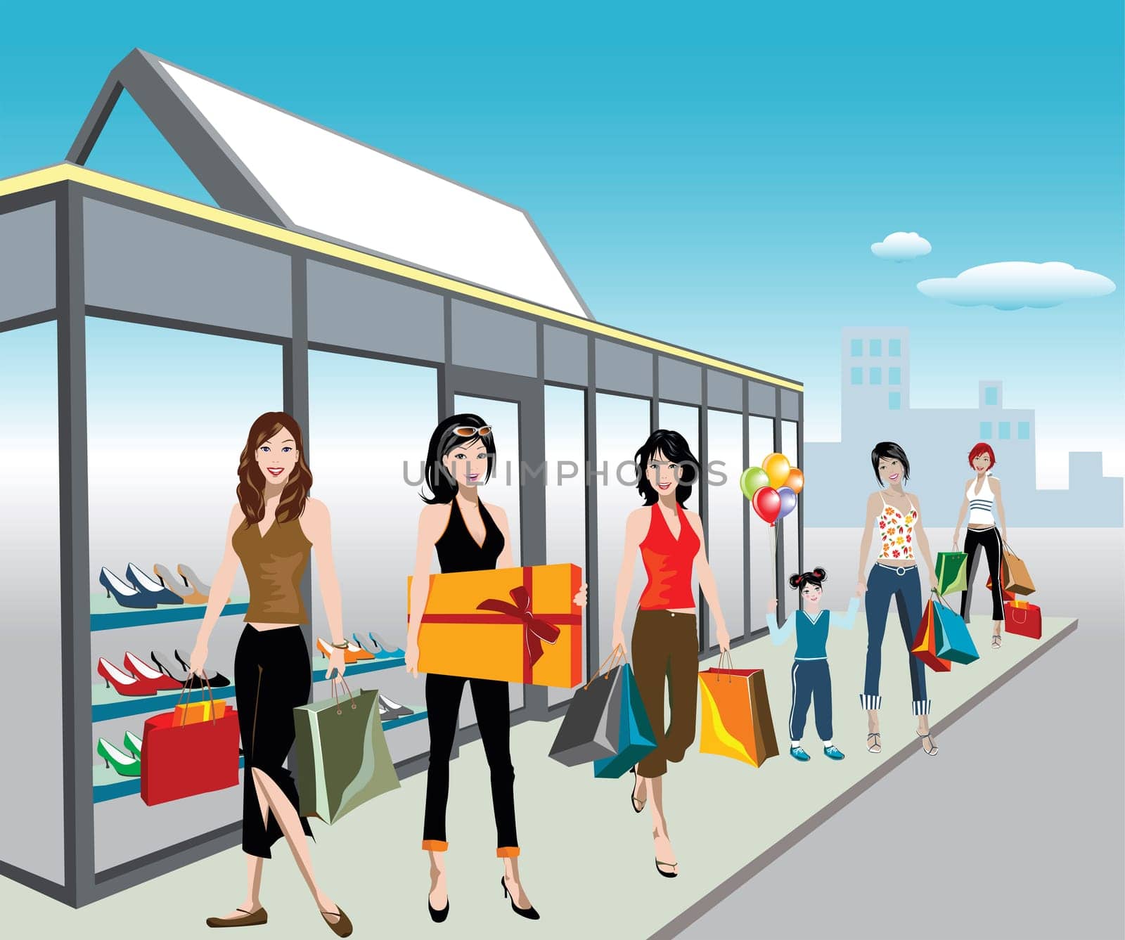 detailed illustration of shopping