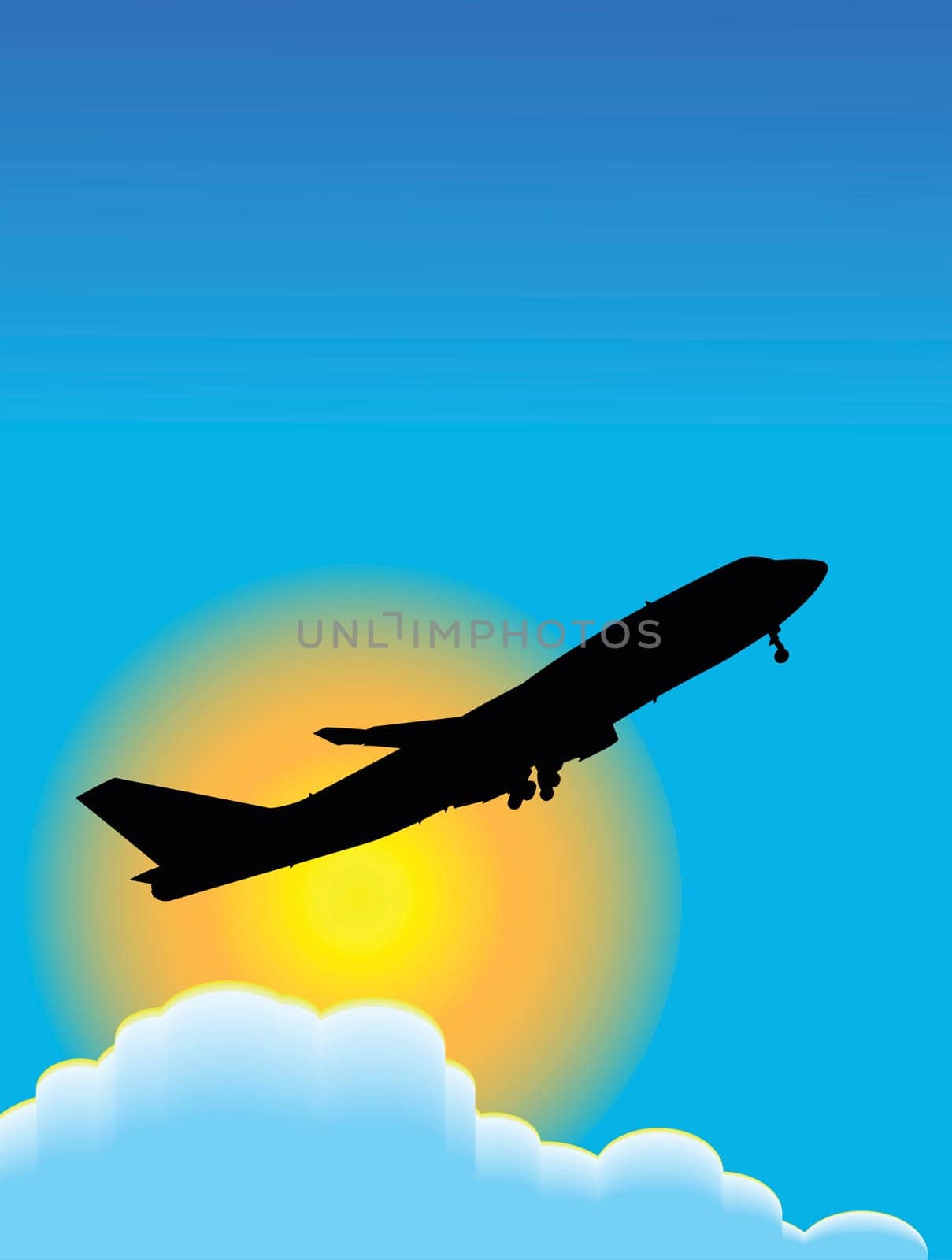 silhouette of a plane flying over the clouds