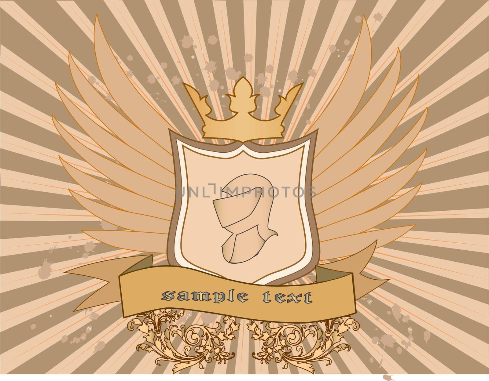 Coat of arms with crown - vector