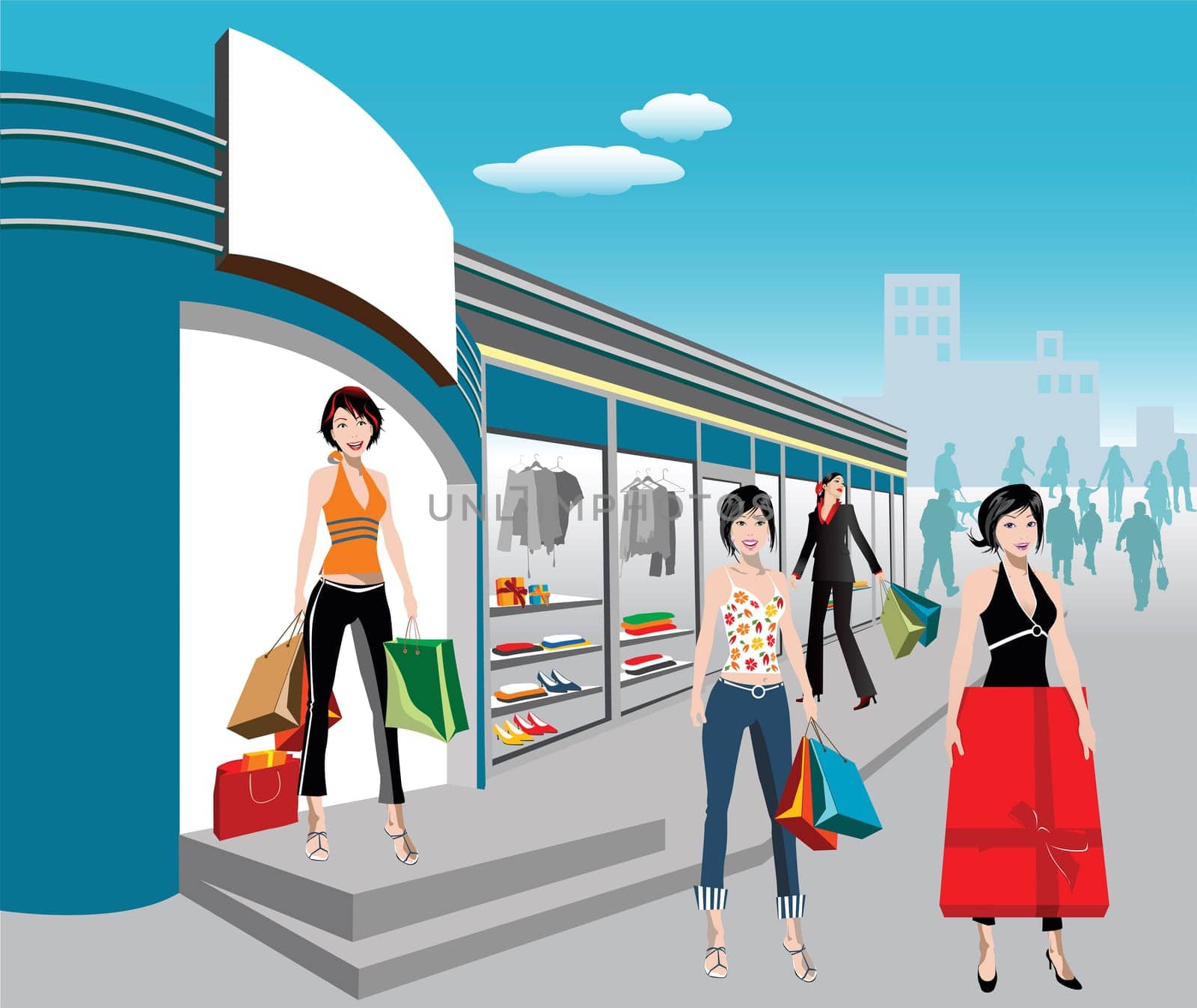 detailed illustration of shopping