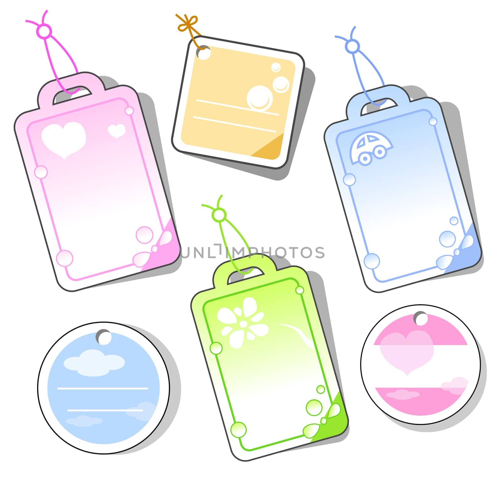 colorful cartoony labels to add any massage