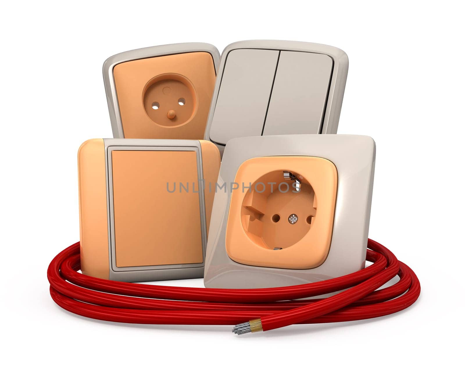 Plug sockets over white background