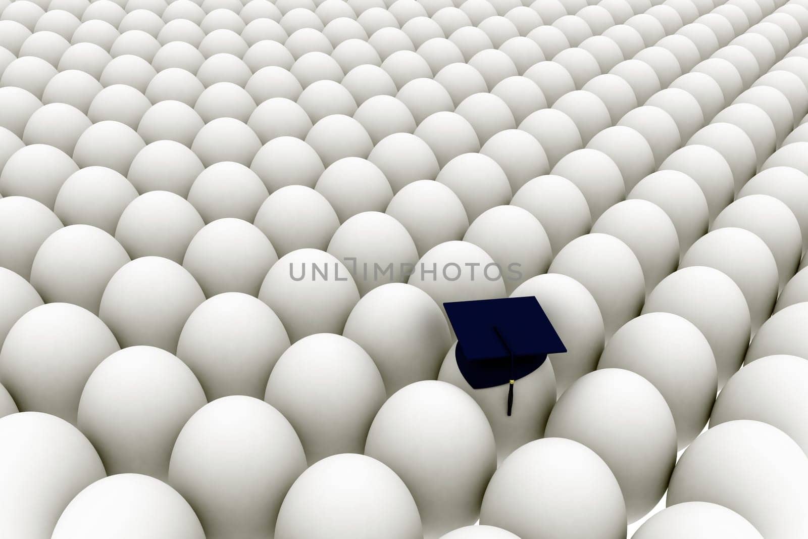 One graduated egg in the mass of regular eggs