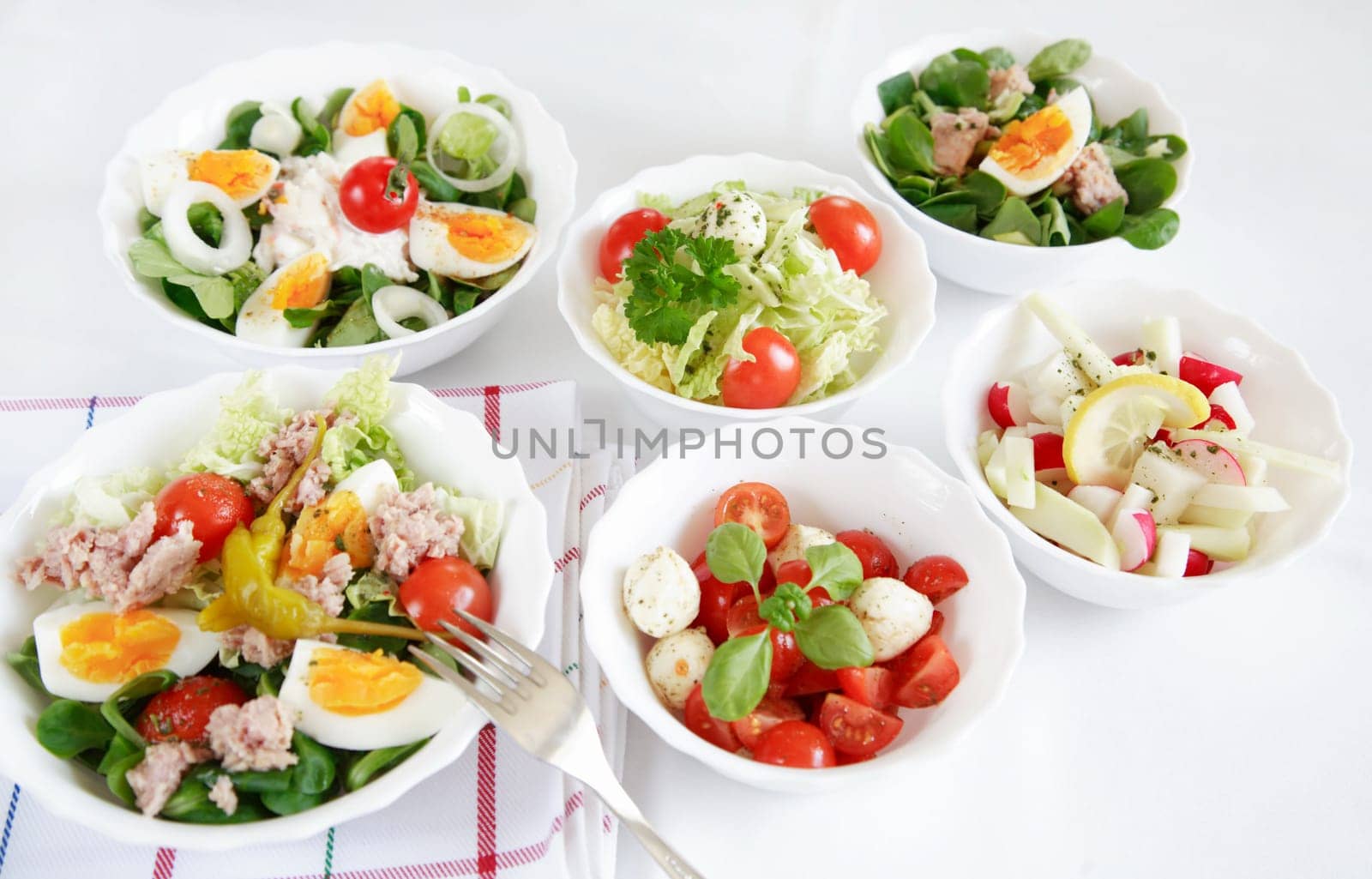 Different salads in buffet - healthy food