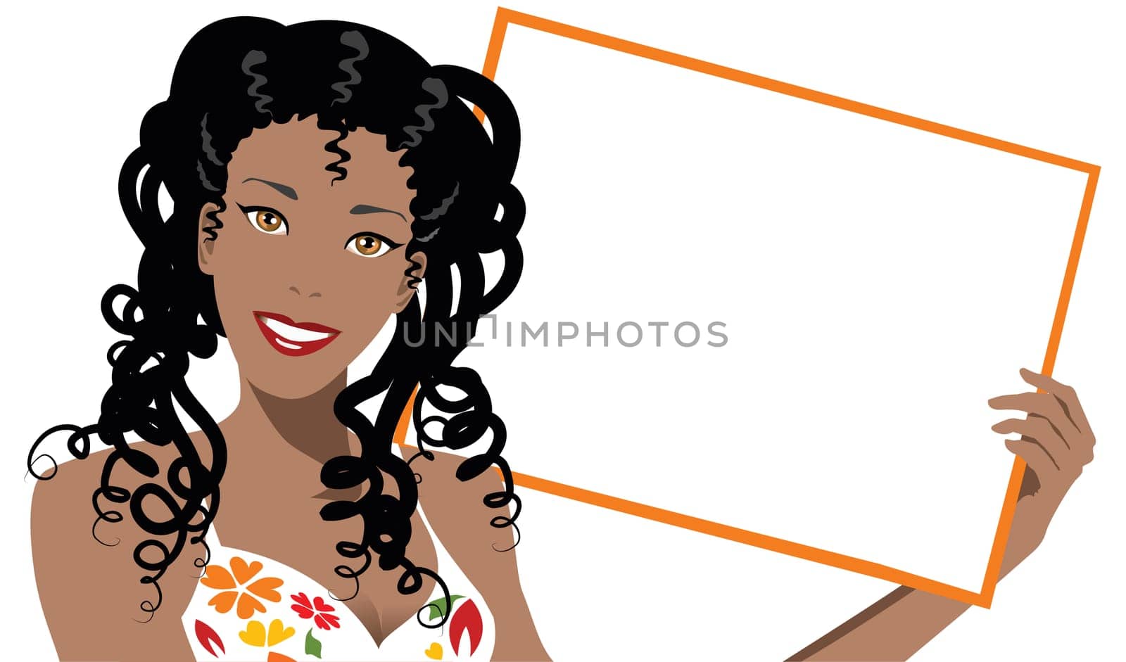 illustration of a black woman holding blank board