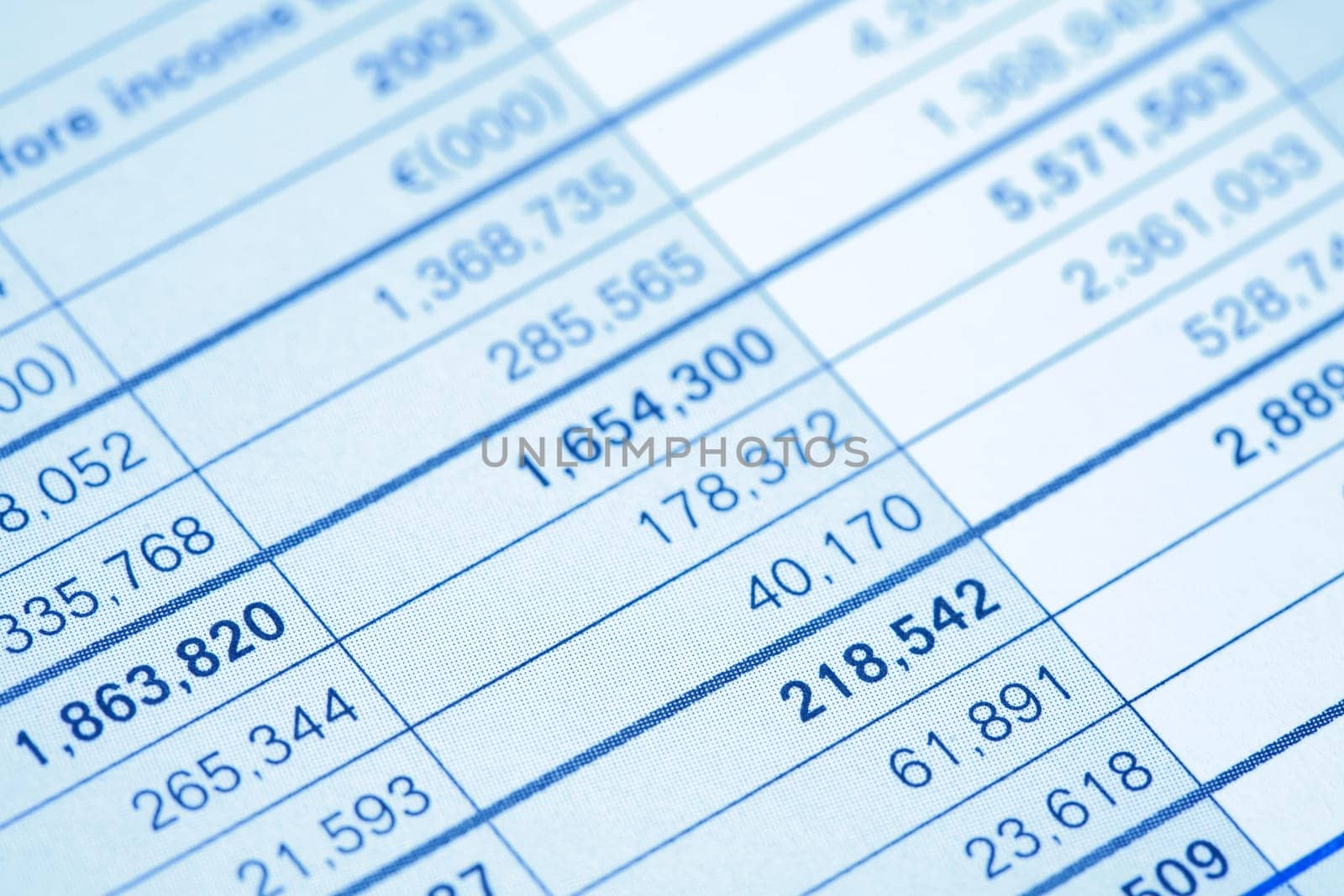 Numbers background in blue tone