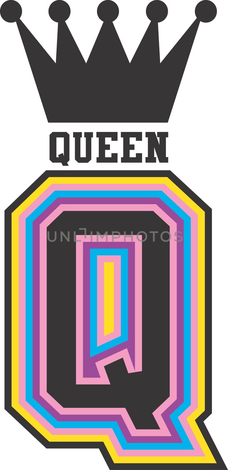 Queen with crown image illustration for use in web and print design