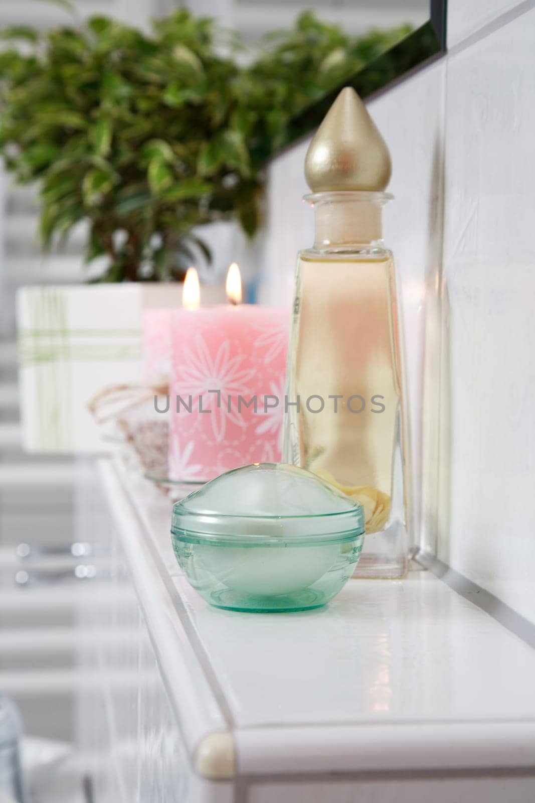 Close-up of accessories in bathroom