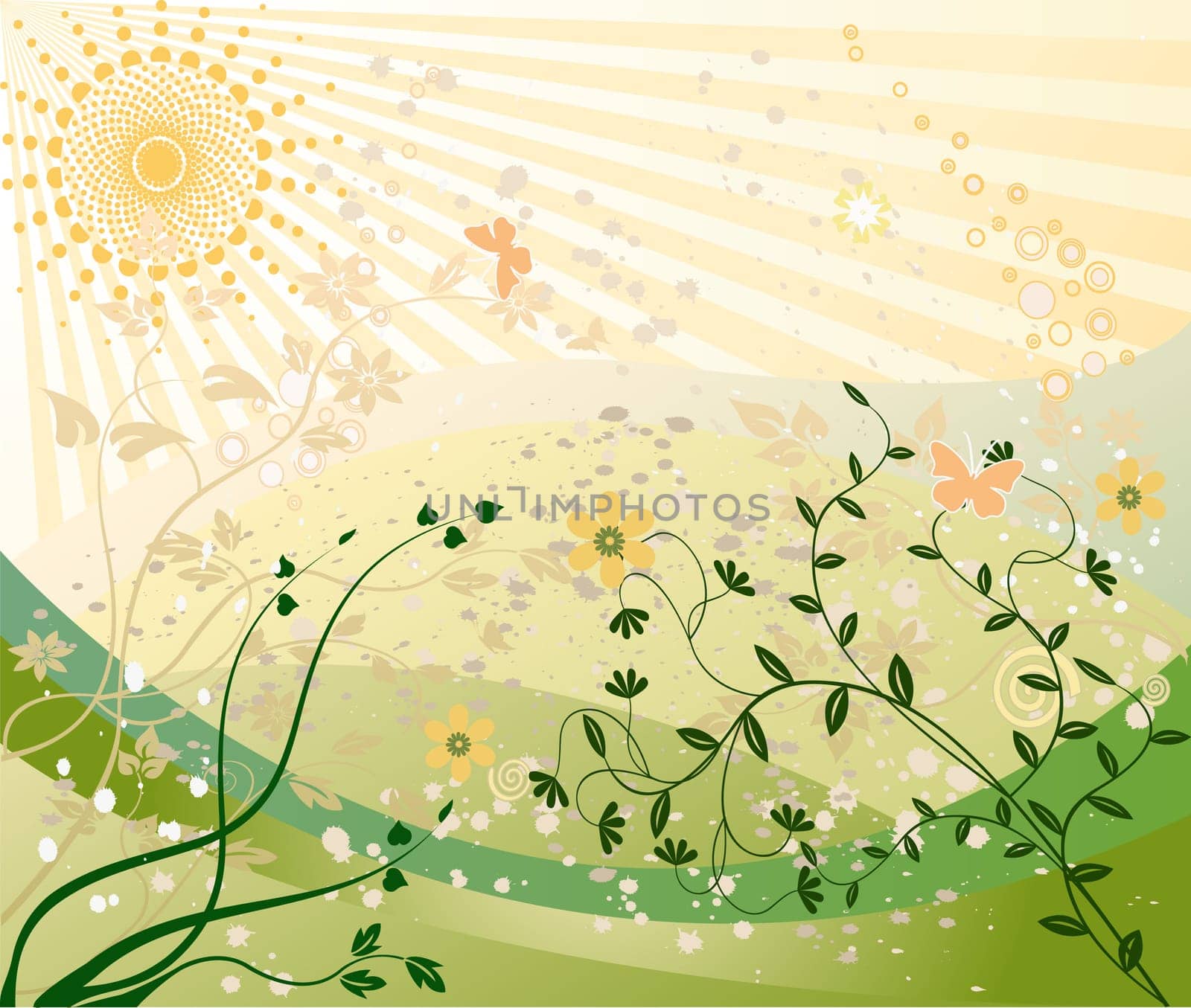 Abstract art design floral background - vector illustration