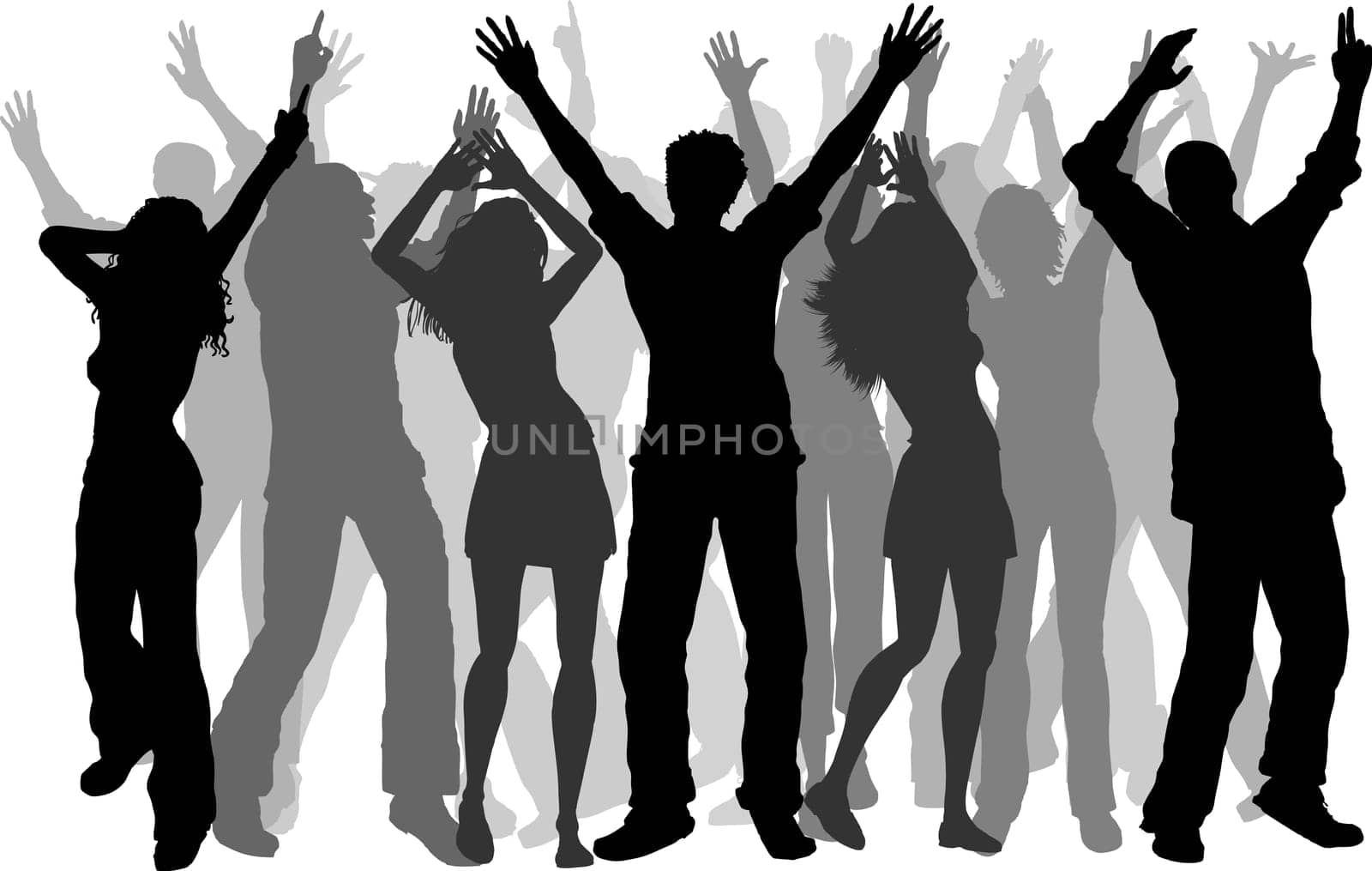 Silhouettes of people dancing