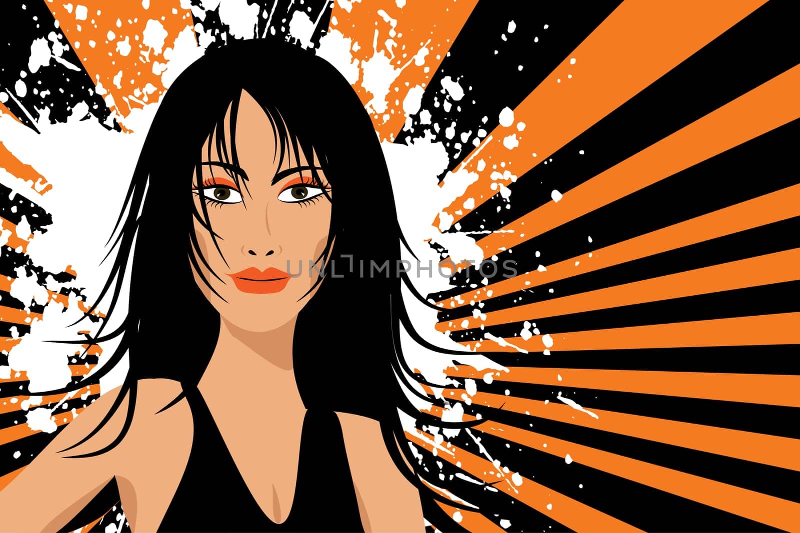 Stylised illustration of a females face on grunge background