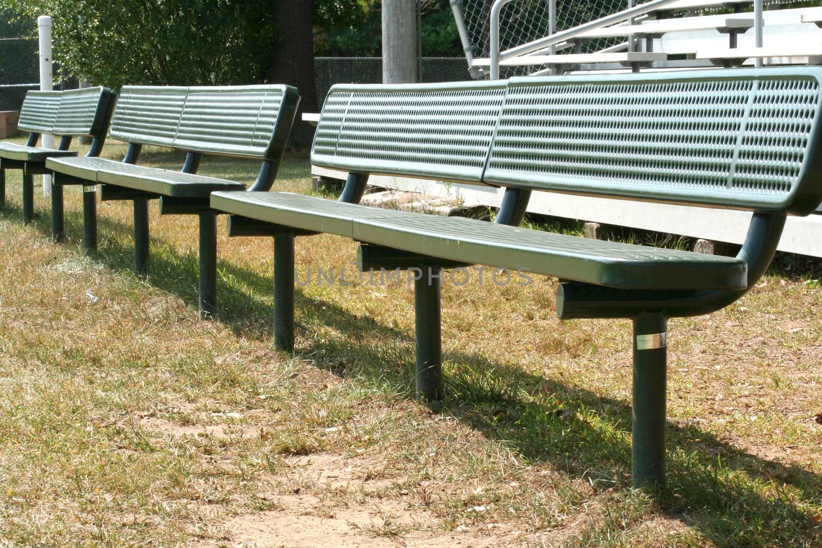 Empty metal bleachers