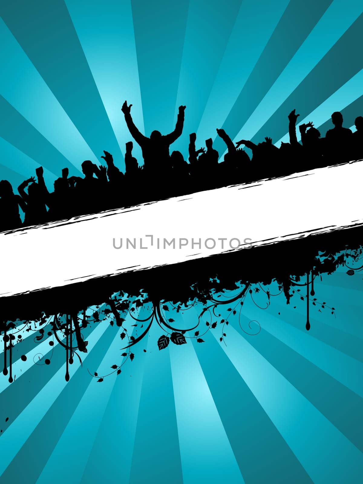Silhouettes of people dancing on grunge background