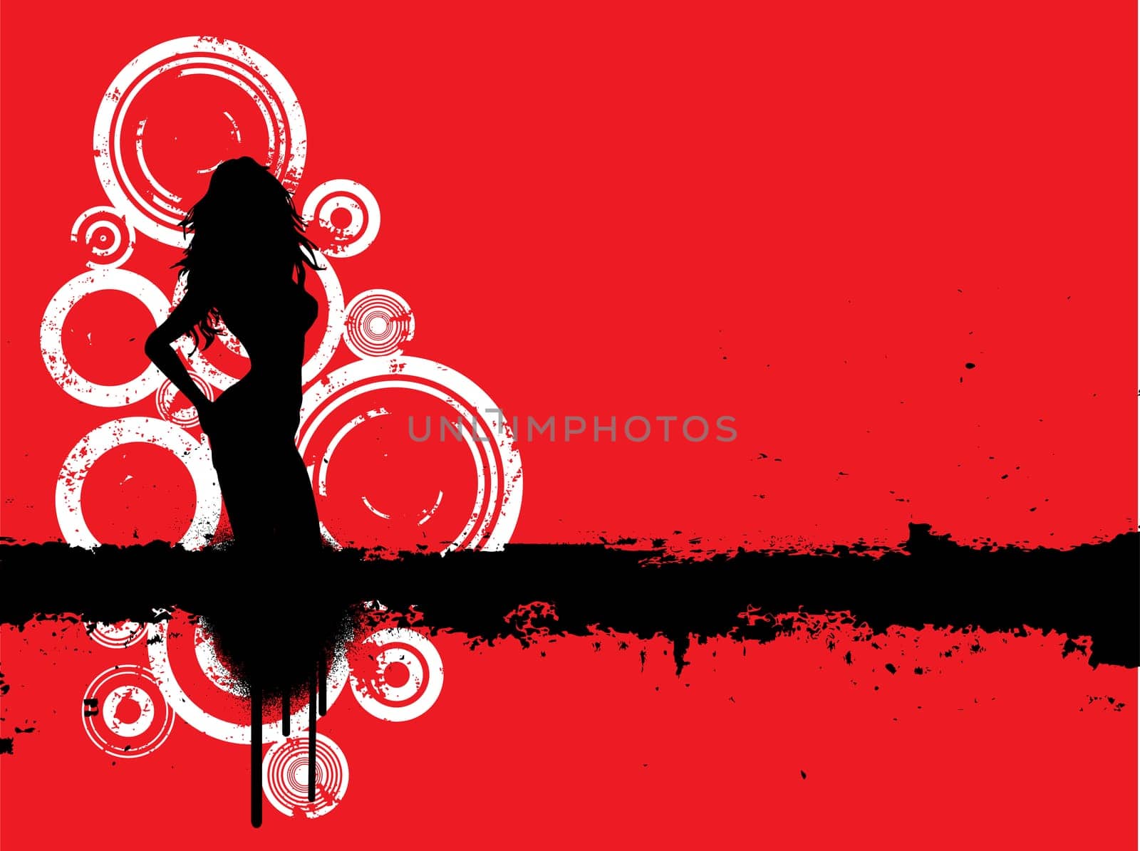 Silhouette of a sexy female on grunge background
