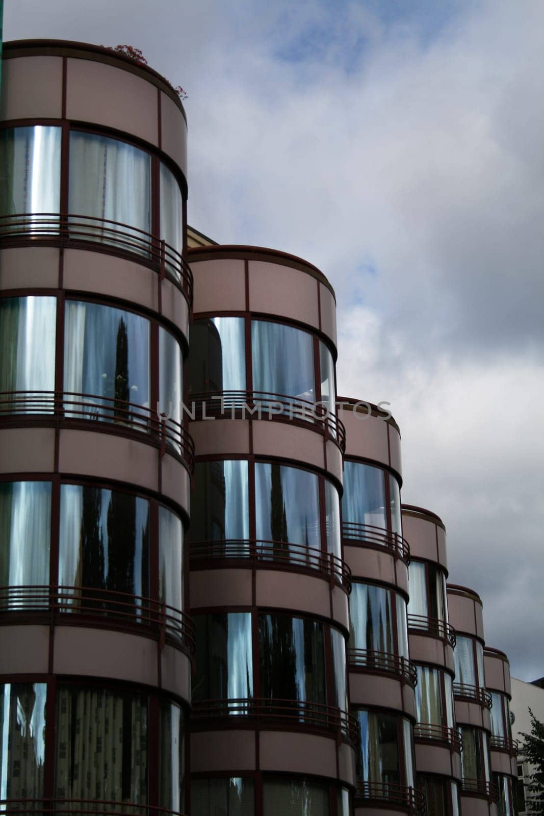 Cylindrical building facade in St.Hanshaugen, Oslo, Norway