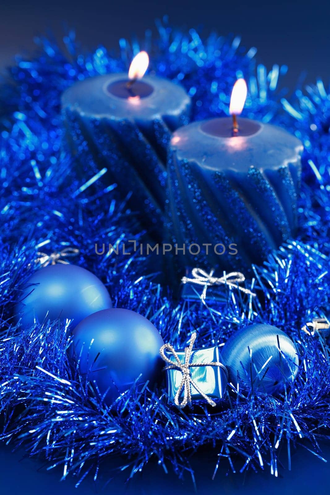 Christmas decoration in blue tone