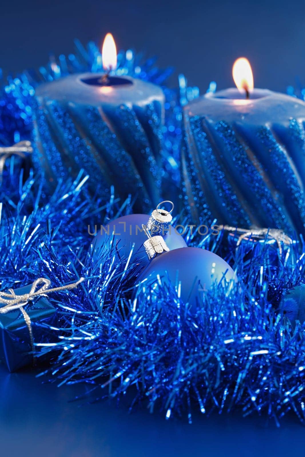 Christmas decoration in blue tone