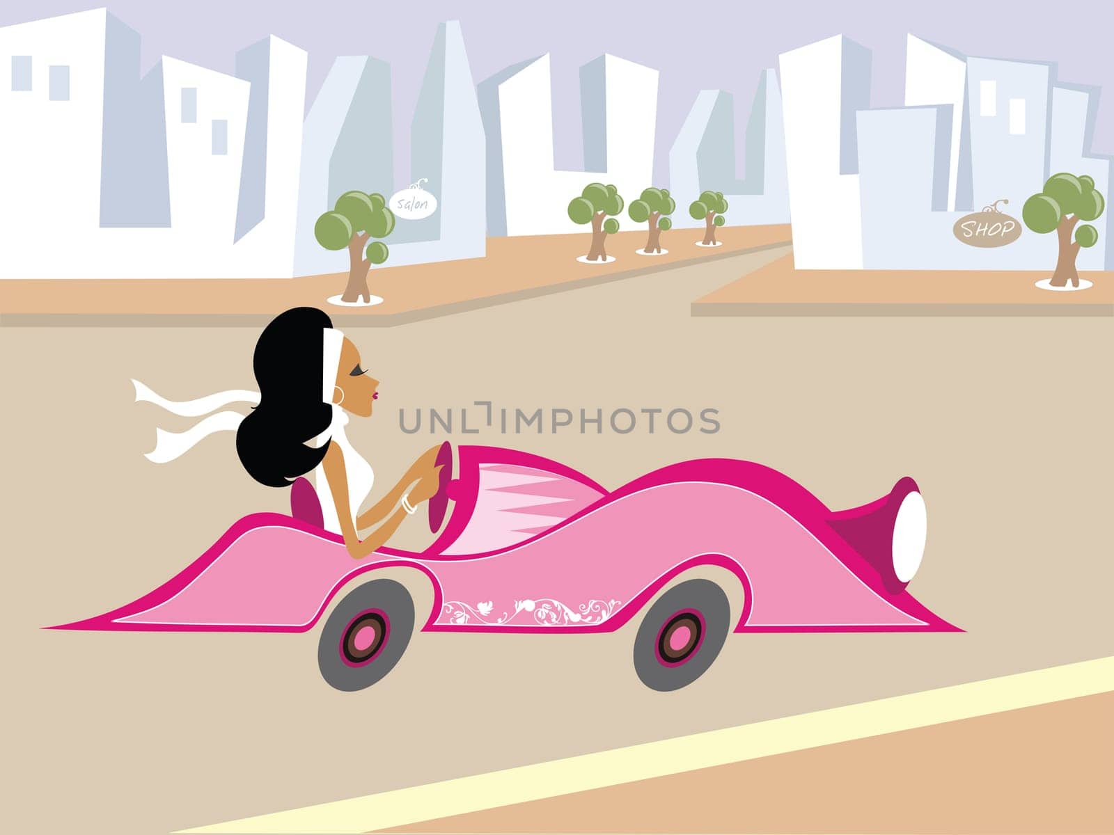 Mss Boo driving in the city