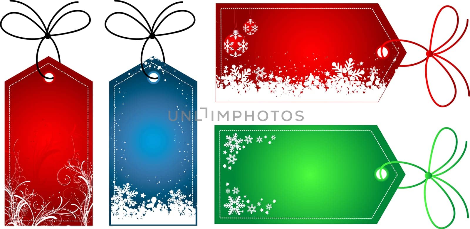 Gift tags with various Christmas designs