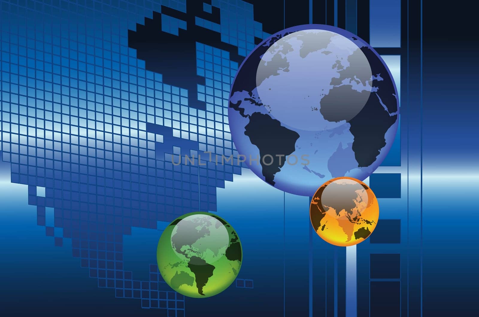 This is a concept of four seasons globe with the world map as background.