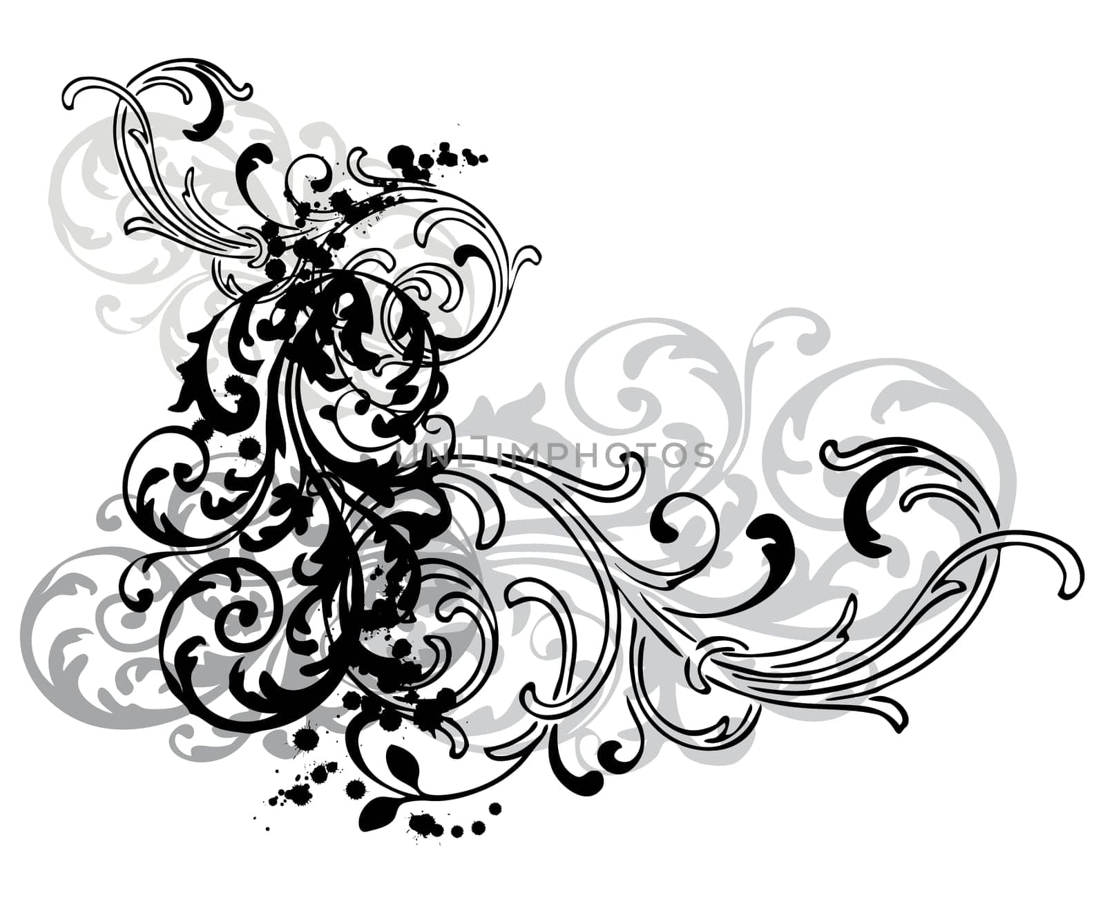 abstract grungy swirls on white  background