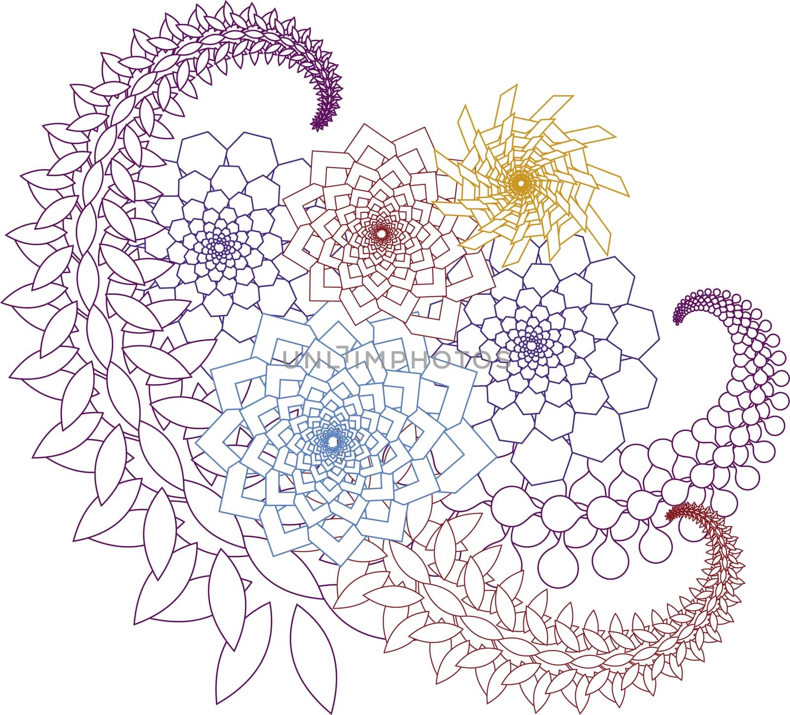abstract geometric floral design on white background