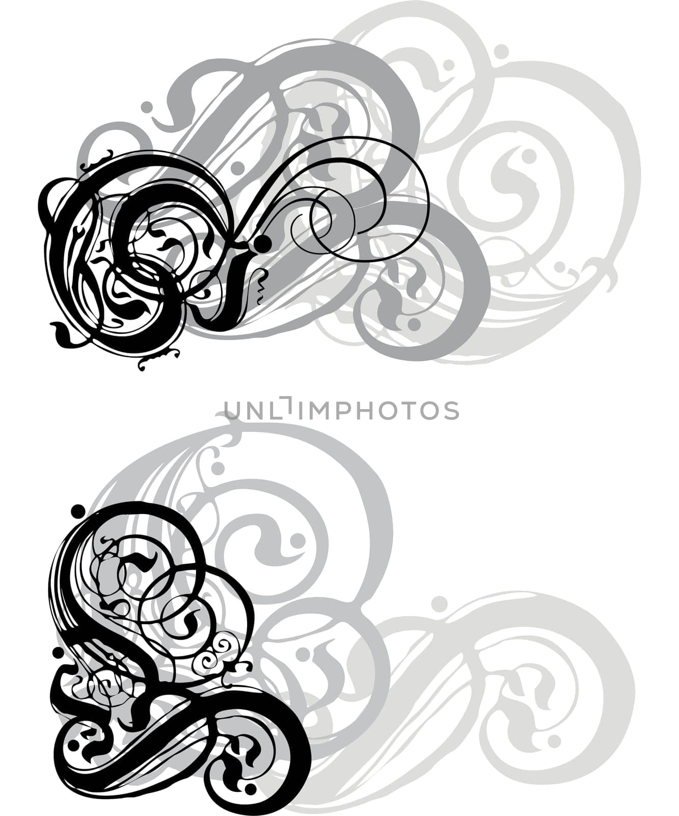 abstract grungy swirls on white  background