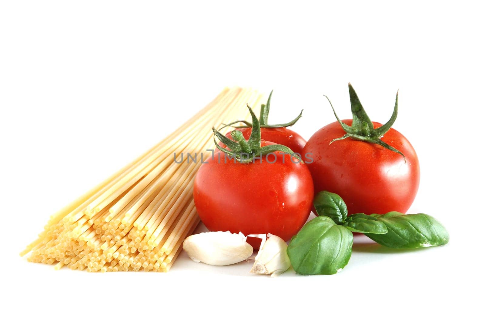 Close up of basic ingredient for italian spaghetti