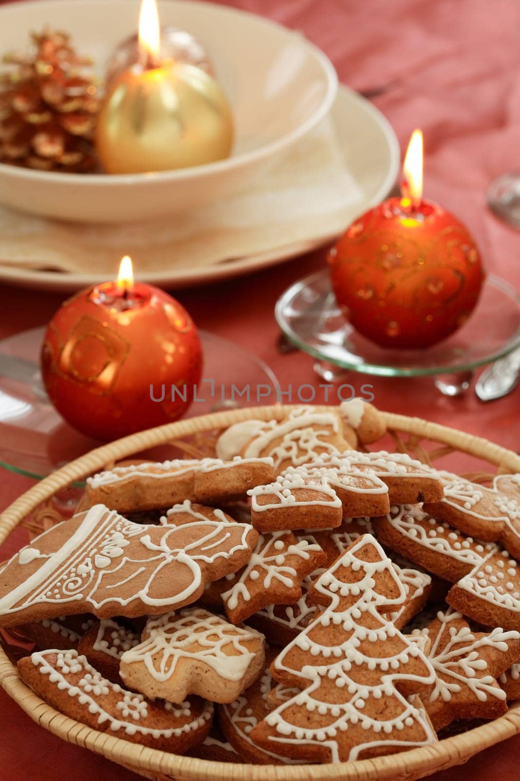 Festive table setting for Christmas