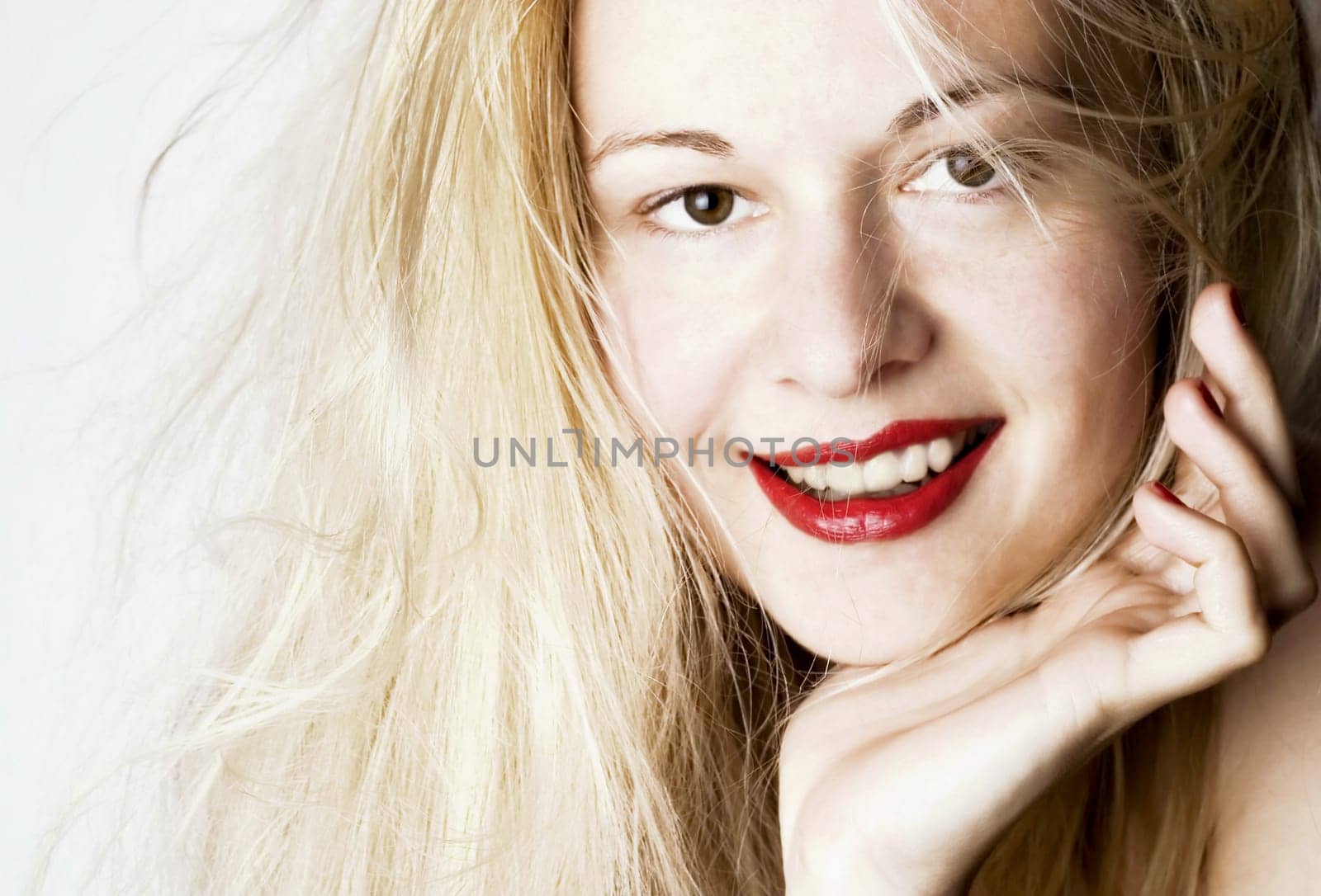 Beautiful sensual woman. White background.