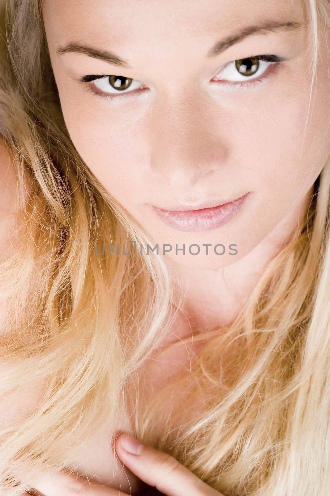 Beautiful sensual woman. White background.