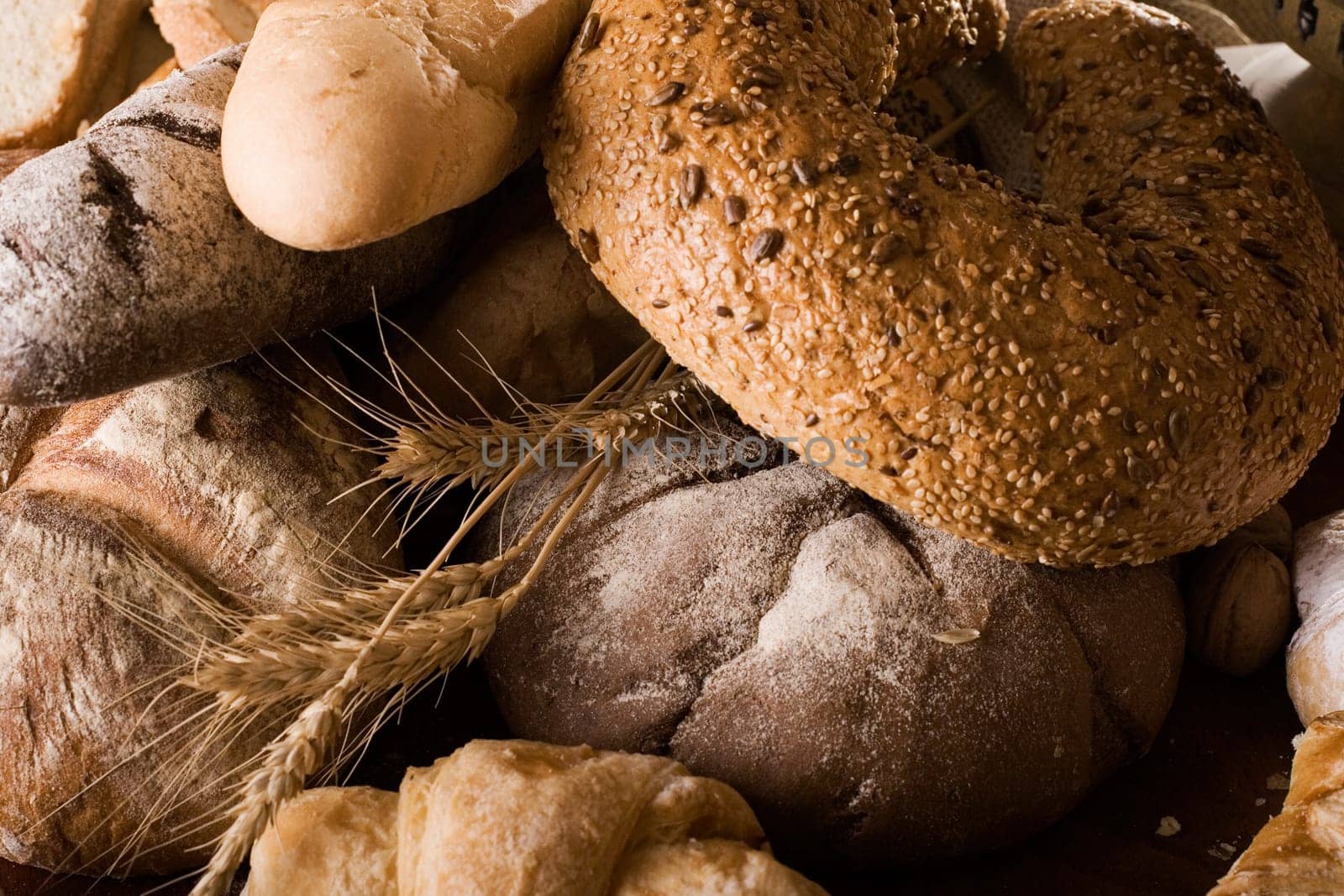 baked bread in the pile