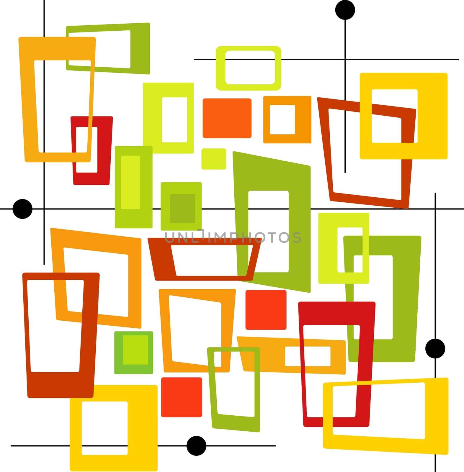 Colorful Spot illustration of stylish, retro squares. Easy-edit layered vector file--No transparencies or strokes!
