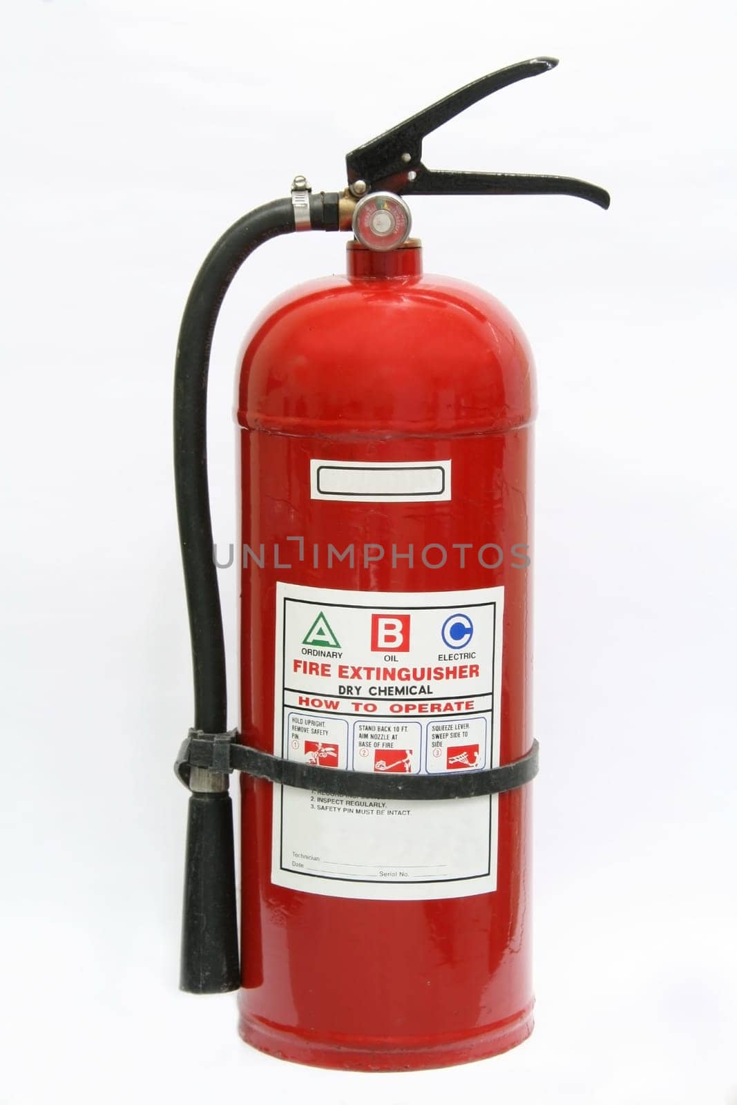 dry chemical fire extinguisher isolated on white background