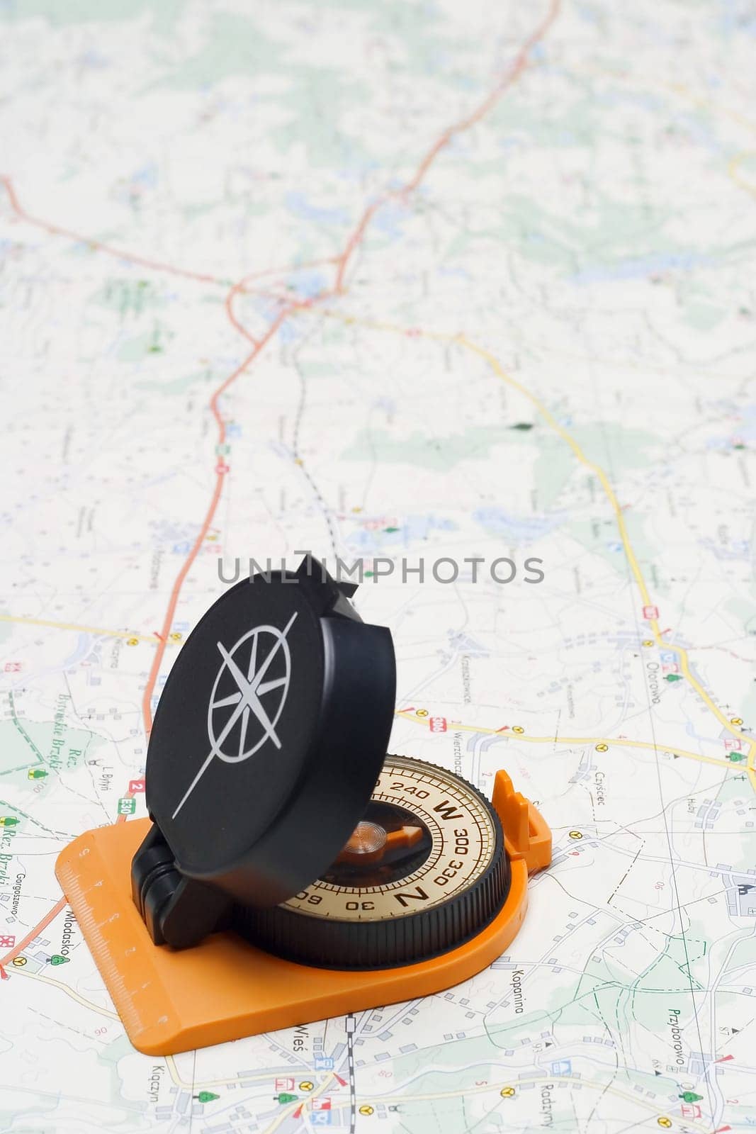 Compass on a map