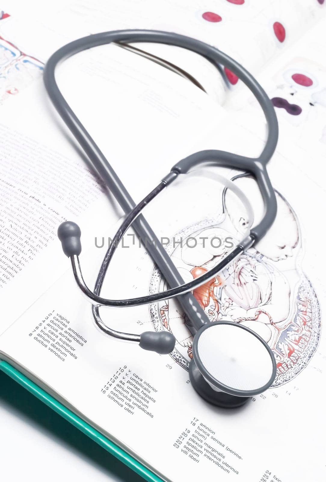 Stethoscope on a medical book