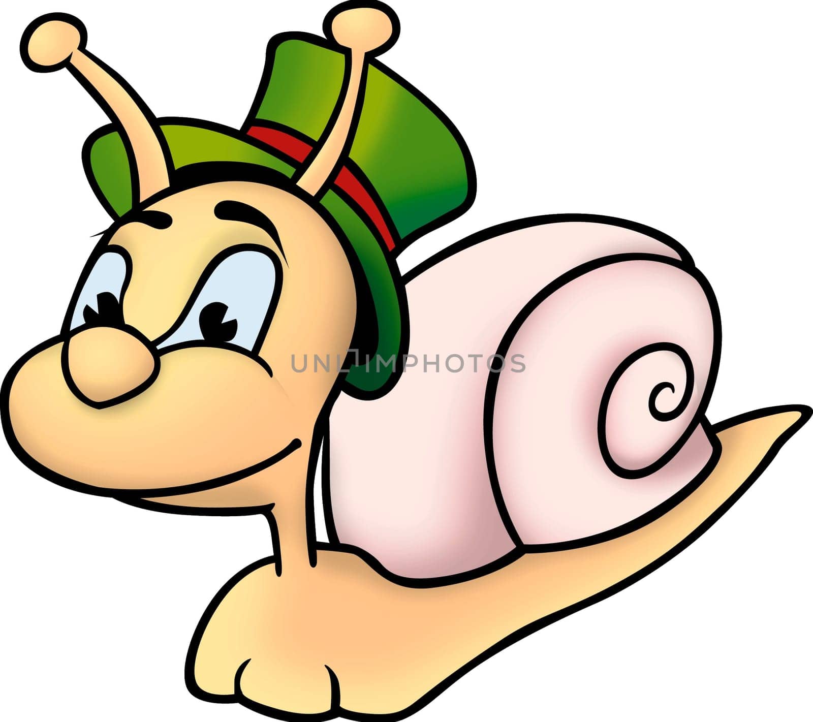 Snail 01 - High detailed and coloured illustration - Snail and hat