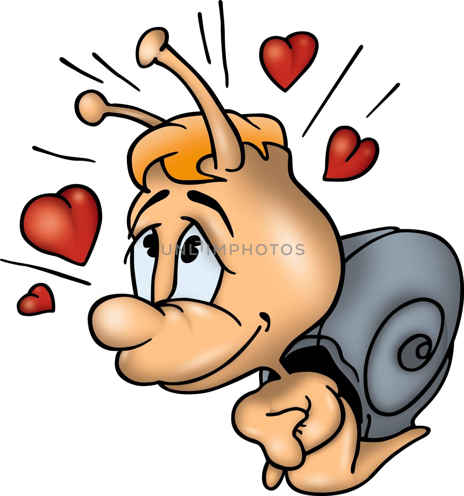 Snail 04 - High detailed and coloured illustration - Amorous snail
