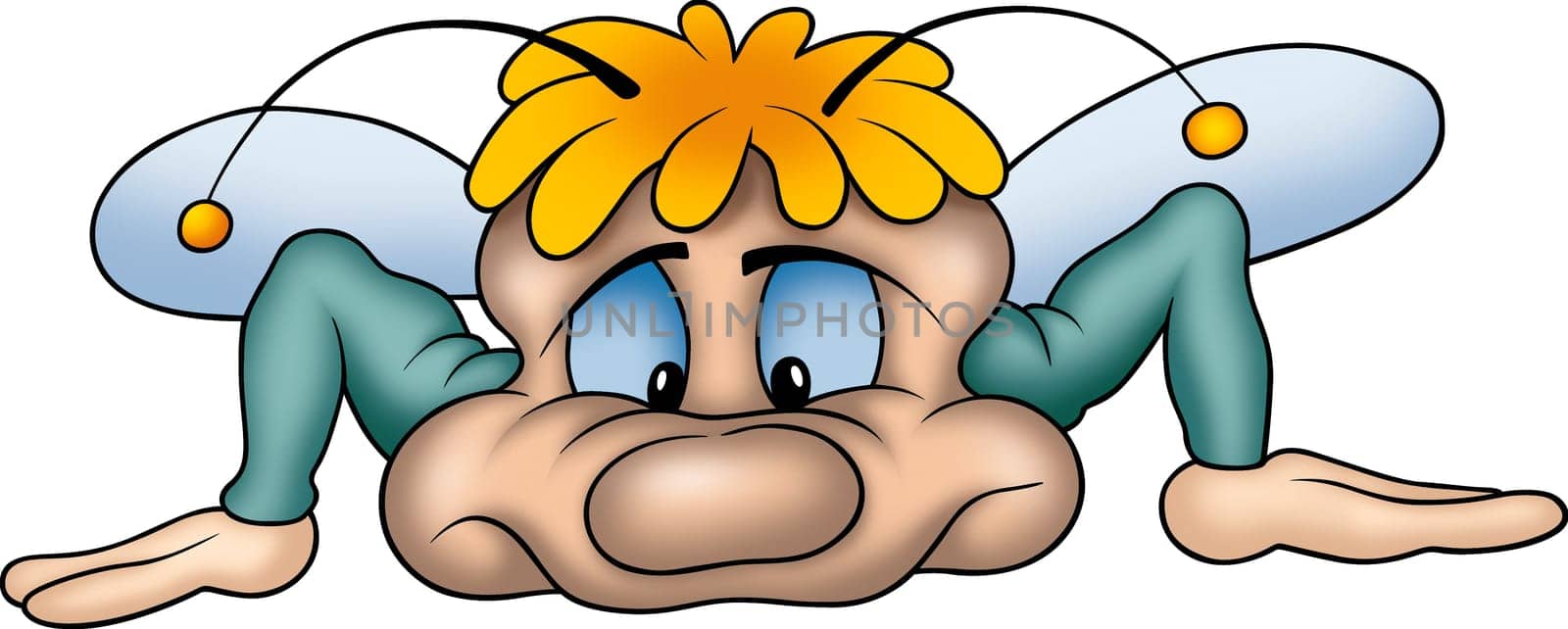 Little Bee 02 - High detailed and coloured illustration - Laying little bee