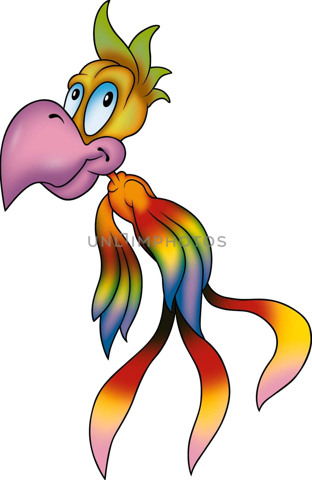 Flying bird 11 - High detailed and coloured illustration - Rainbow flying parrot