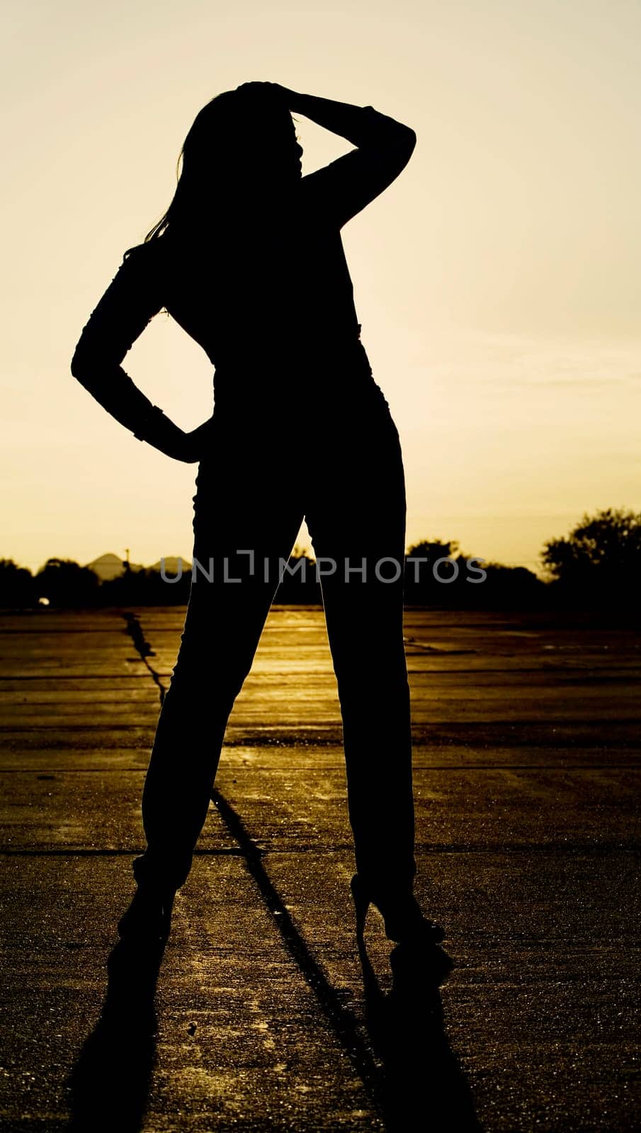 Afriscan American woman against a bright sky at sunset.
