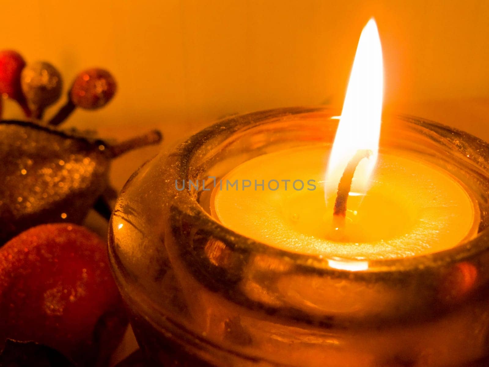 Candle with fall decorations