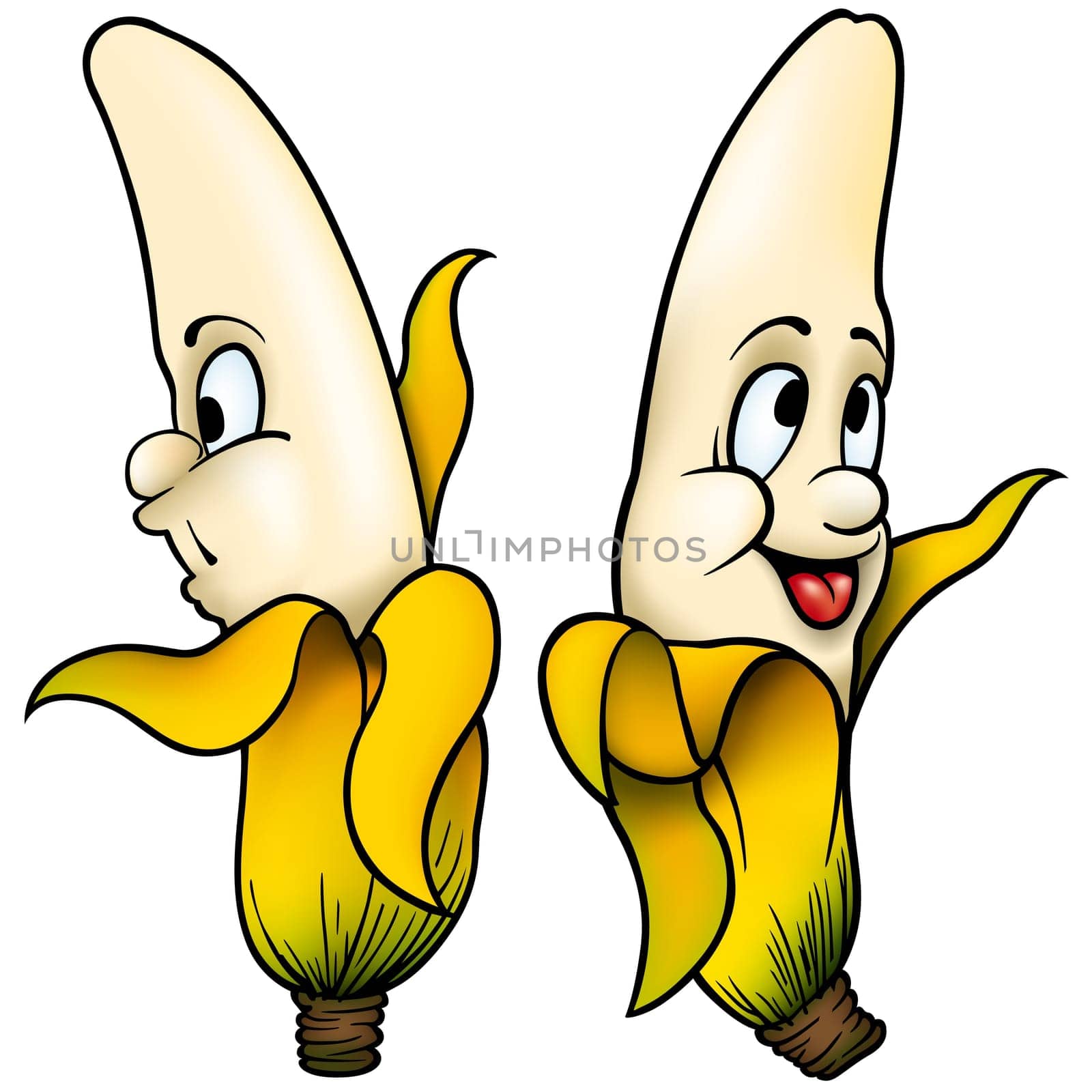 Two Bananas - High detailed and coloured cartoon vector illustration