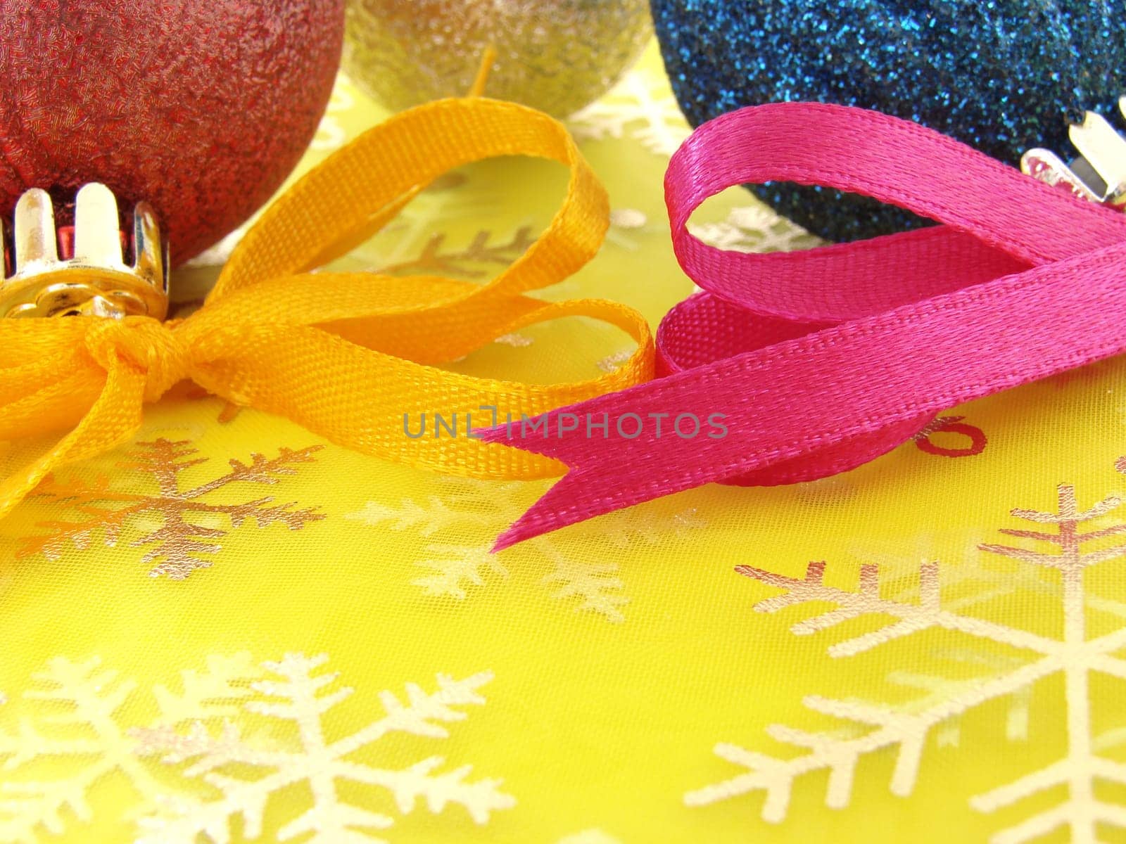 still life with colorful christmas decorations