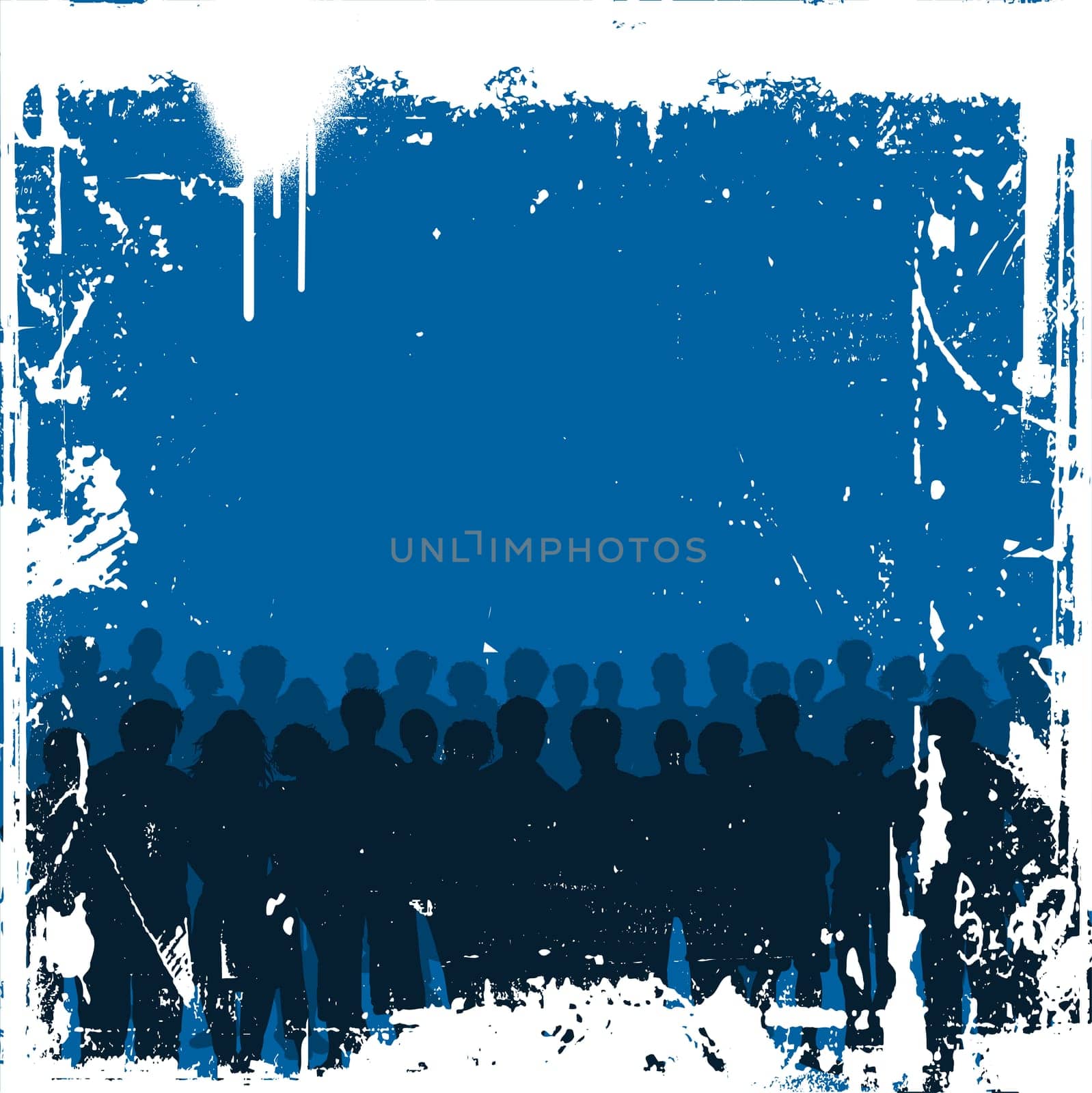 Silhouette of a crowd on grunge background