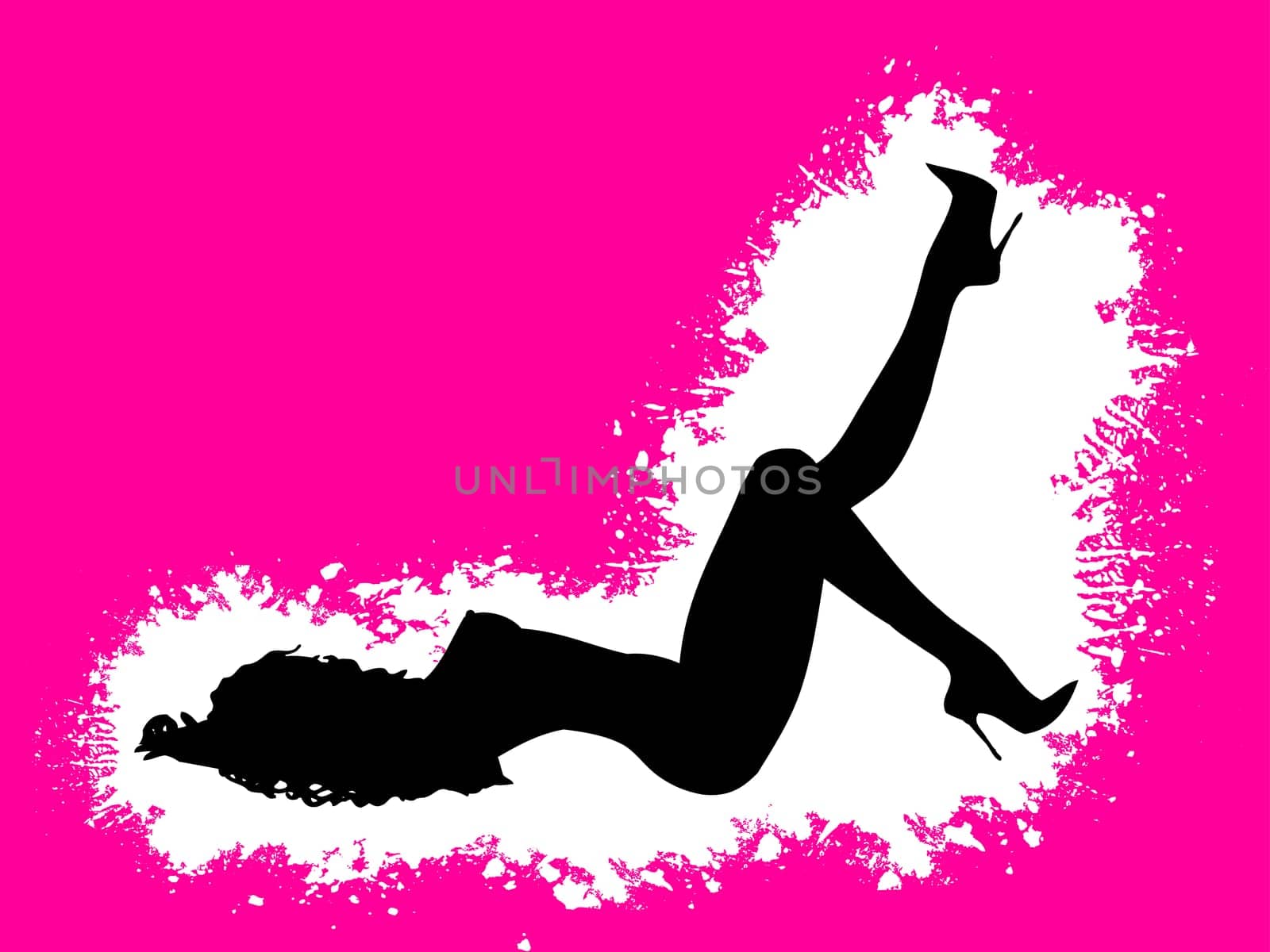 Silhouette of a sexy female on grunge background